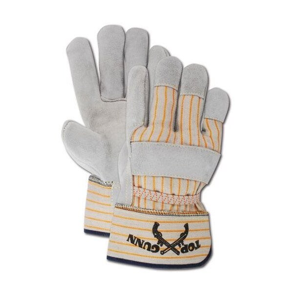 Magid Leather Palm Gloves, Wing Thumb, Gray, Large, 12 PK TB824E - main
